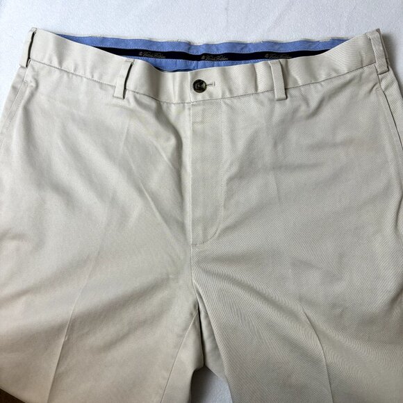 Brooks‎ Brothers Men's Size 35x32.5 Tan Cream Cotton Flat Front Chino Pants - Picture 8 of 8